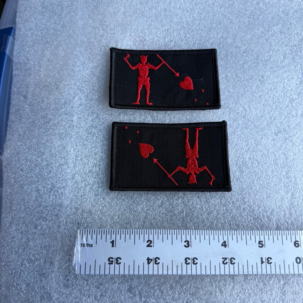 Black Red Pirate Skeleton Heart Embroidered Patch Set Iron On Sew‎ On